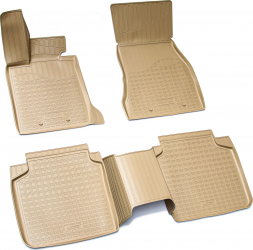 Set de 5 covorase bej cauciuc 3D stil tavita premium pentru BMW Seria 7 G12 lung din 2015 