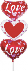 Set 3 baloane in forma de inima Love dimensiune 50 cm Rosu