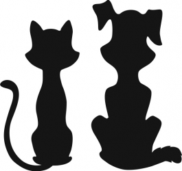 Sticker decorativ Doi prieteni caine si pisica 15 x 15 cm Negru 