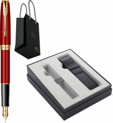 Stilou Parker Sonnet Royal Red GT in Cutie cu Etui Focus Collection convertor montat si punga 