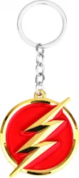 Breloc chei emblema The Flash fulgerul si pe verso sigla Shazam Rosu / Gold 