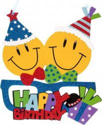 Decoratiune Smiley Face pentru petrecere Happy Birthday 25.5x 31.5 cm Multicolor JMB-SOHO4247 