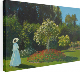 Tablou canvas Intaglio color Clasic Lady in the garden de Claude Monet print pe panza Premium pentru living 50 cm 70 cm 
