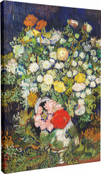 Tablou canvas Intaglio color Clasic vaza cu flori Bouquet of Flowers in a Vase de Van Gogh print pe panza Premium pentru hol 50 cm 70 cm 