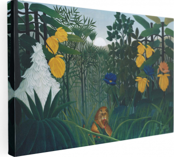 Tablou canvas Intaglio color Modern The Repast of the Lion de Henri Rousseau print pe panza Premium pentru living 50 cm 70 cm