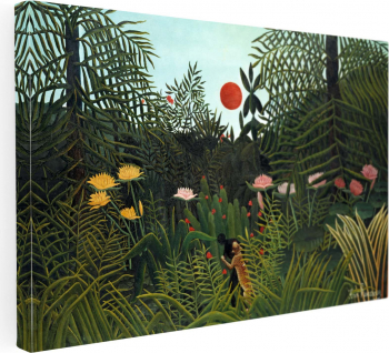 Tablou canvas Intaglio color Modern Virgin Forest with Sunset de Henri Rousseau print pe panza Premium pentru living 50 cm 70 cm 