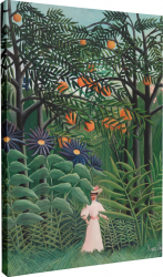 Tablou canvas Intaglio color Modern Woman Walking in an Exotic Forest de Henri Rousseau print pe panza Premium pentru hol 100 cm 140 cm 