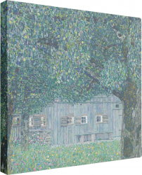 Tablou canvas Intaglio multicolor modern Farmhouse in Buchberg de Gustav Klimt print pe panza Premium pentru living 90 cm 90 cm 