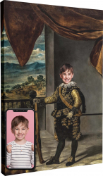Tablou canvas personalizat cu poza copilului in stil Regal Intaglio color print pe panza Premium 70 cm 90 cm
