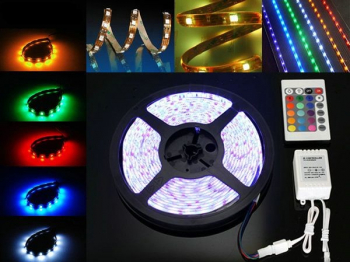 Banda led RGB siliconica 60 SMD-uri /metru cu telecomanda cu 16 culori si 4 functii 5m/rola 