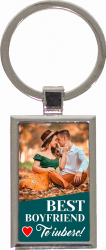 Breloc personalizat cu poza Best boyfriend otel inoxidabil 4x2.5x0.3 cm 
