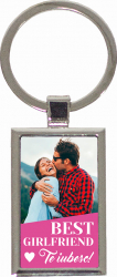 Breloc personalizat cu poza Best girlfriend otel inoxidabil 4x2.5x0.3 cm 