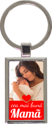Breloc personalizat cu poza Cea mai buna mama otel inoxidabil 4x2.5x0.3 cm 