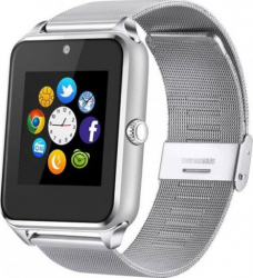 Ceas Smartwatch cu Telefon iUni Z60 Curea Metalica Touchscreen BT Camera Notificari Silver-1a 