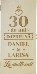 Cutie de vin dubla personalizata Aniversare lemn 34.5x19x9.5 cm 