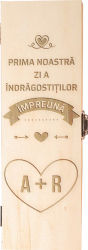 Cutie de vin personalizata Prima noastra zi lemn 34.5x10x9.5 cm 