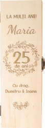 Cutie de vin singulara personalizata cu nume si varsta lemn 34.5x10x9.5 cm 