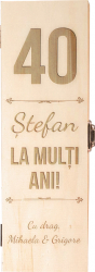 Cutie pentru sticla de vin personalizata cu nume lemn 34.5x10x9.5 cm 
