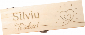 Cutie pentru sticla de vin personalizata Te iubesc 34.5x10x9.5 cm 