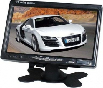 Display auto LCD 7&Prime 12V &ndash 24V cu telecomanda si rama montaj perete 