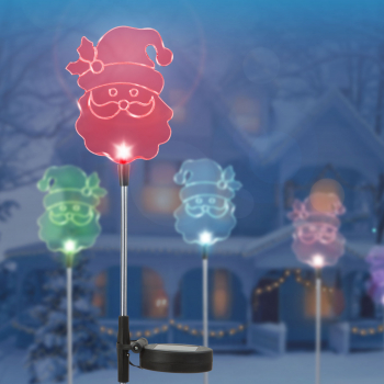 Lampa Solara LED Mos Craciun RGB Multicolor Lumina in Culori Alternante Inaltime 85cm 