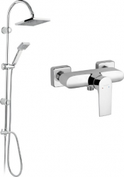 Pachet Coloana de dus fixa mobila si baterie cabina FERRO Squerto-Square Cromat 