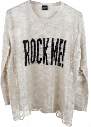 Pulover dama Rock Me Sublevel tricotat Crem 