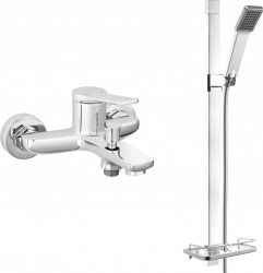 Set FERRO STRATOS 2in1 Baterie cada-dus + Set dus Quadro cu 1 functie ploaie crom 