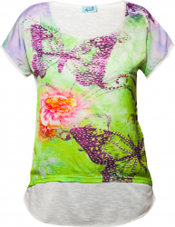 Tricou dama By Swan imprimat floral cu strasuri Verde/Alb 