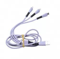 Cablu De Date Si Incarcare Klausstech 3in1 Type C Lightning Microusb Lungime 1.2m Fir Cauciucat Flexibil Gri 