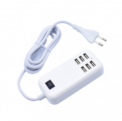 Incarcator Retea Klausstech 6 Port-uri Usb 6x5v- 3.0 A 20w Indicator Led Alb 
