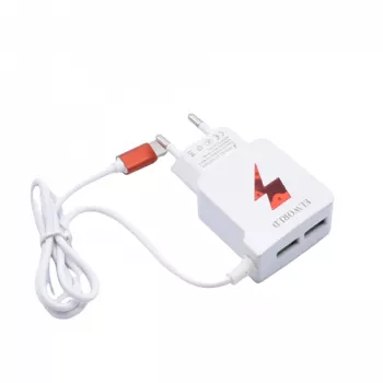Incarcator Retea Klausstech Fast Charging 2xusb Microusb 5-v 2.1a Ac 127/220v /60hz Rezistent Alb/rosu 