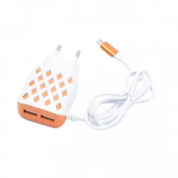Incarcator Retea Klausstech Fast Charging 2xusb Microusb 5-v 2.1a Modern Ergonomic Alb/portocaliu 