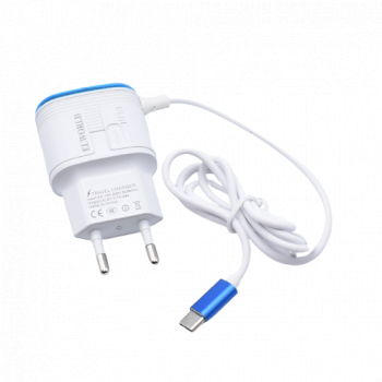 Incarcator Retea Klausstech Fast Charging 2xusb Typec 5-v 2.1a Ac 127/220v /60hz Rezistent Alb/albastru 