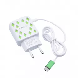 Incarcator Retea Klausstech Fast Charging 2xusb Typec 5-v 2.1a Ac 127/220v /60hz Rezistent Alb/verde 
