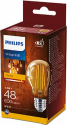Bec LED Philips 5.5W 48W A60 E27 825 GOLD NDSRT4 alb cald temperatura culoare 2500K 600 lumeni 220-240V durata de viata 15.000 ore clasa 