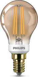 Bec LED Philips 5W 32W P45 E14 GOLD SRT4 flacara reglare a intensitatii luminoase temperatura culoare 2200K 350 lumeni 220-240V 