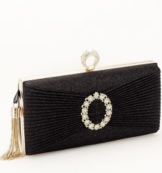 Geanta clutch negru cu brosa Silvia 06 