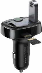 Incarcator auto Baseus Transmitator FM Bluetooth Tip T 2xUSB MicroSD-Negru - Negru 