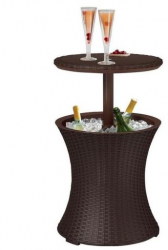 Masa ratan sintetic inaltime reglabila cu container gheata maro 49x57/82 cm 