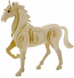 Puzzle 3D cu acuarele Cal Lemn 30 piese 