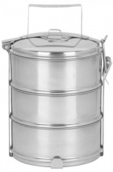 Recipiente pentru transport mancare inox set 3 buc 16x26 cm 3x1.2 L 