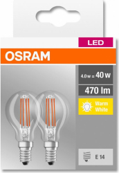 Set 2 becuri Led Osram E14 4W 470 lumeni lumina calda 2700K durata de viata 10.000 ore clasa energetica A++ 