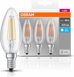 Set 3 becuri Led Osram E14 4W 470 lumeni lumina neutră 4000K durata de viața 10.000 ore clasa energetică A++