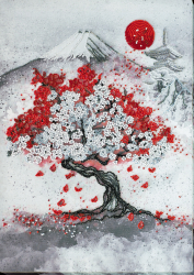 Set broderie cu margele cusute Hanami 11 culori 25x35 cm 