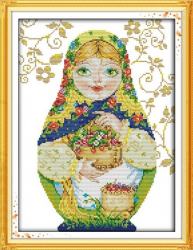 Set goblen cross-stich Matrioska de vara 19x26 cm 