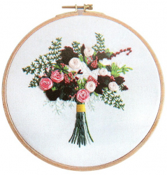 Set pentru brodat cu imprimeu fara gherghef Buchet de vara 13x14 8 cm 