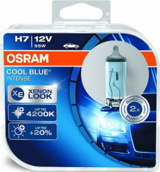 Set 2 becuri auto cu halogen Osram H7 12V 55W PX26d Cool Blue Intense 4200K 
