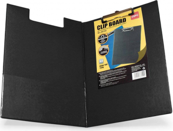 Clipboard Dublu A4 Deli Negru Buzunar Interior Carton Acoperit cu Plastic - LCMDLE38154B 