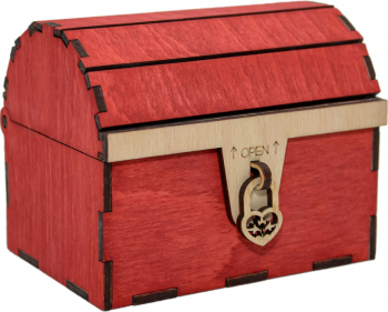 Cufar din lemn cu mesaj 12x10x9 5 cm rosu Piksel cadou personalizat 